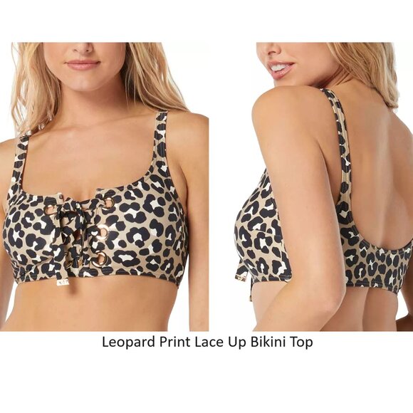 NWT Michael Kors Women's Bikini Lace Up Zip Front Tops Size XS-L $100 12HL858 - Picture 3 of 5
